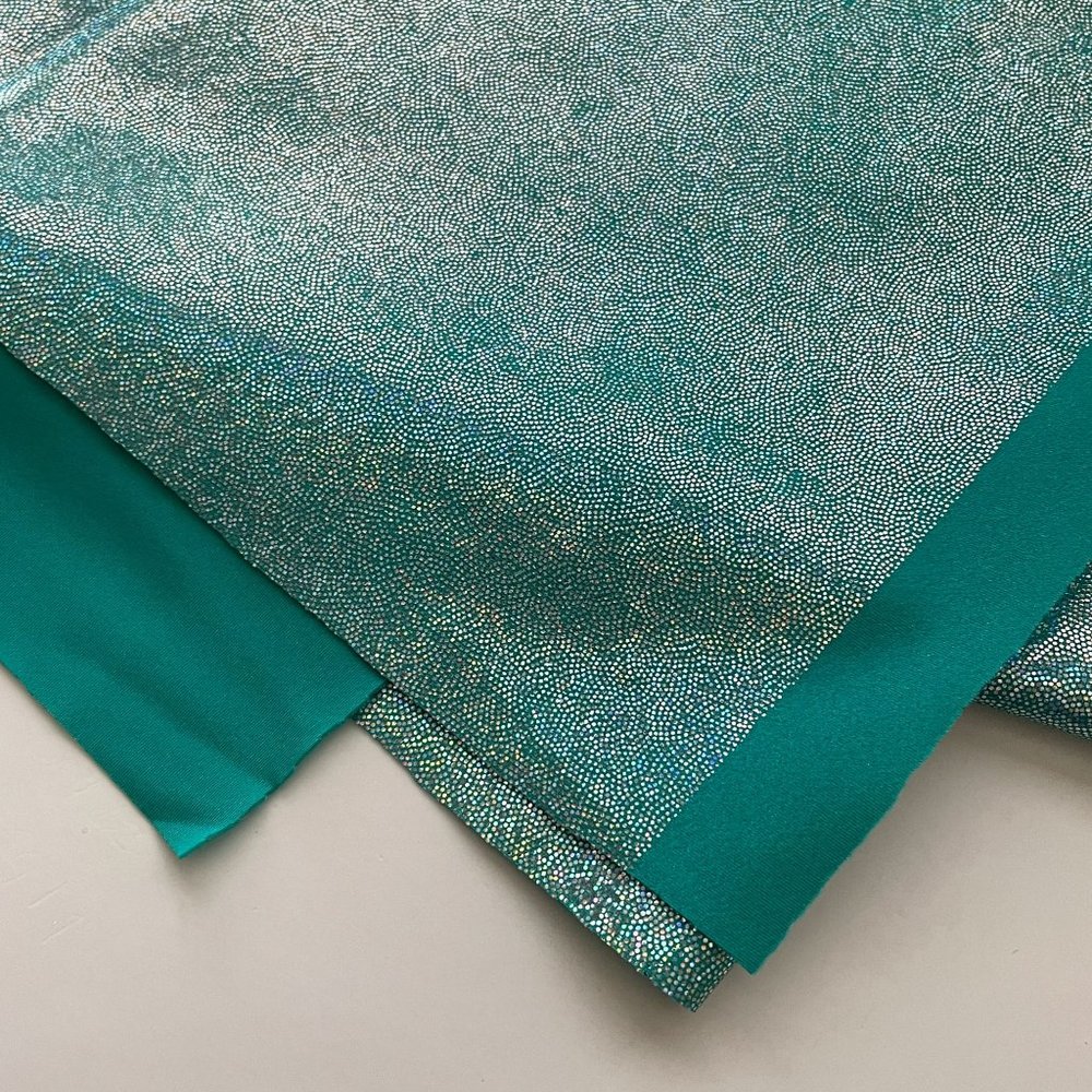 Spandex Fabric Stretch Emerald Blue Dance Skate Gymnastics Pageant Cheer Twirl - Picture 3 of 6